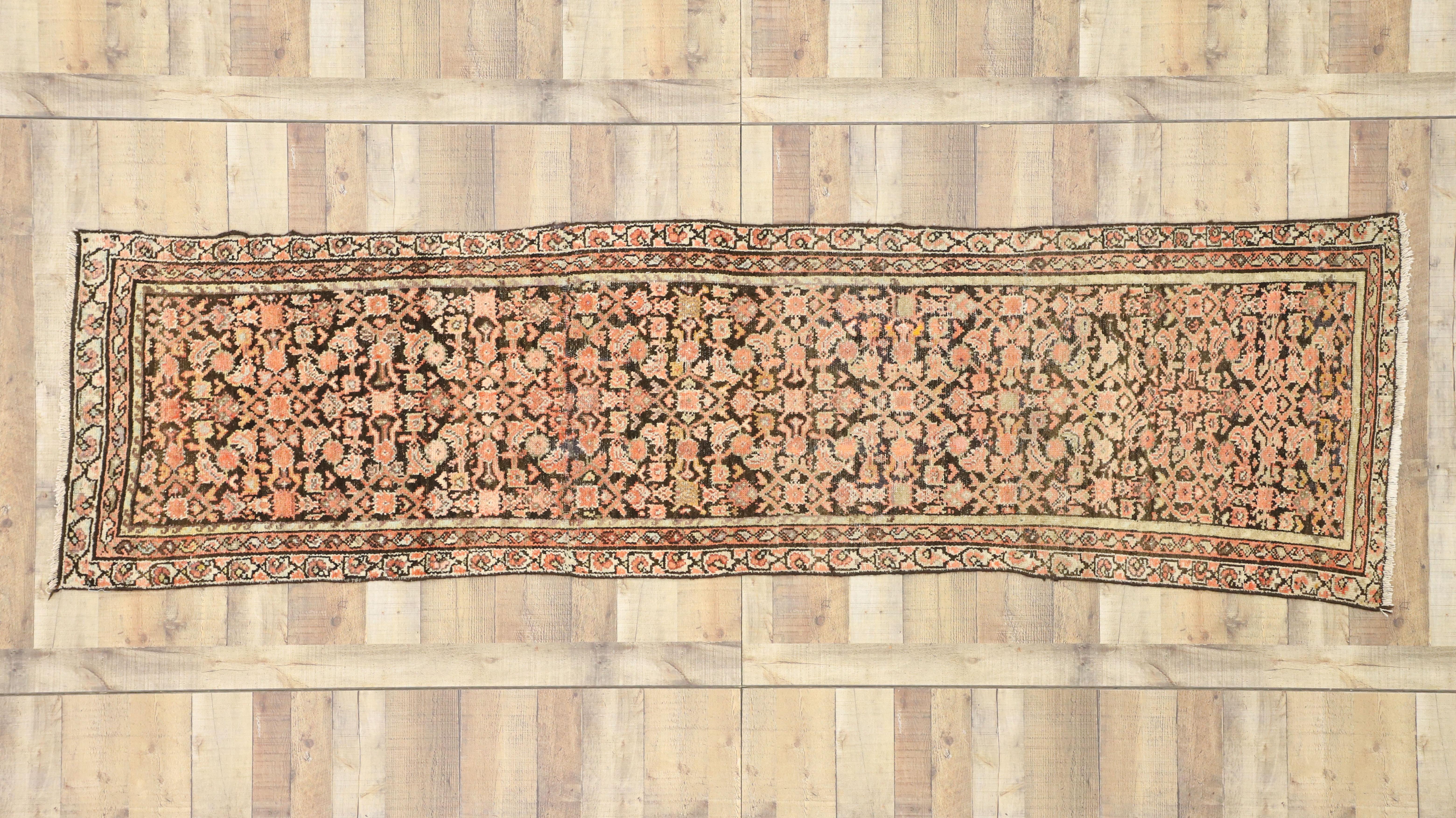 Wool Antique Persian Hussainabad Hamadan Runner, Hallway Runner For Sale