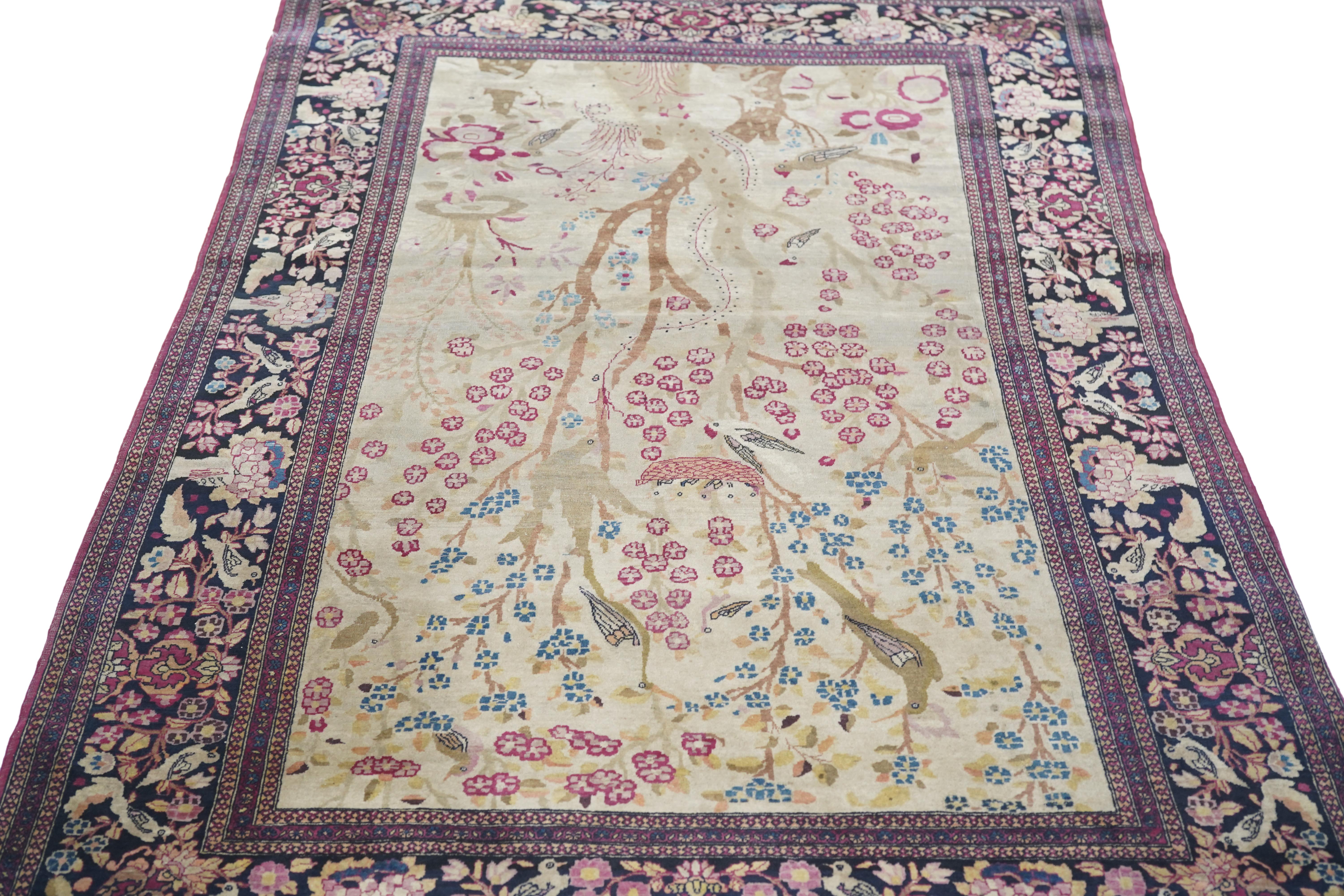 Hand-Knotted Antique Persian Isfahan (Ahmad) Area Rug 4'3