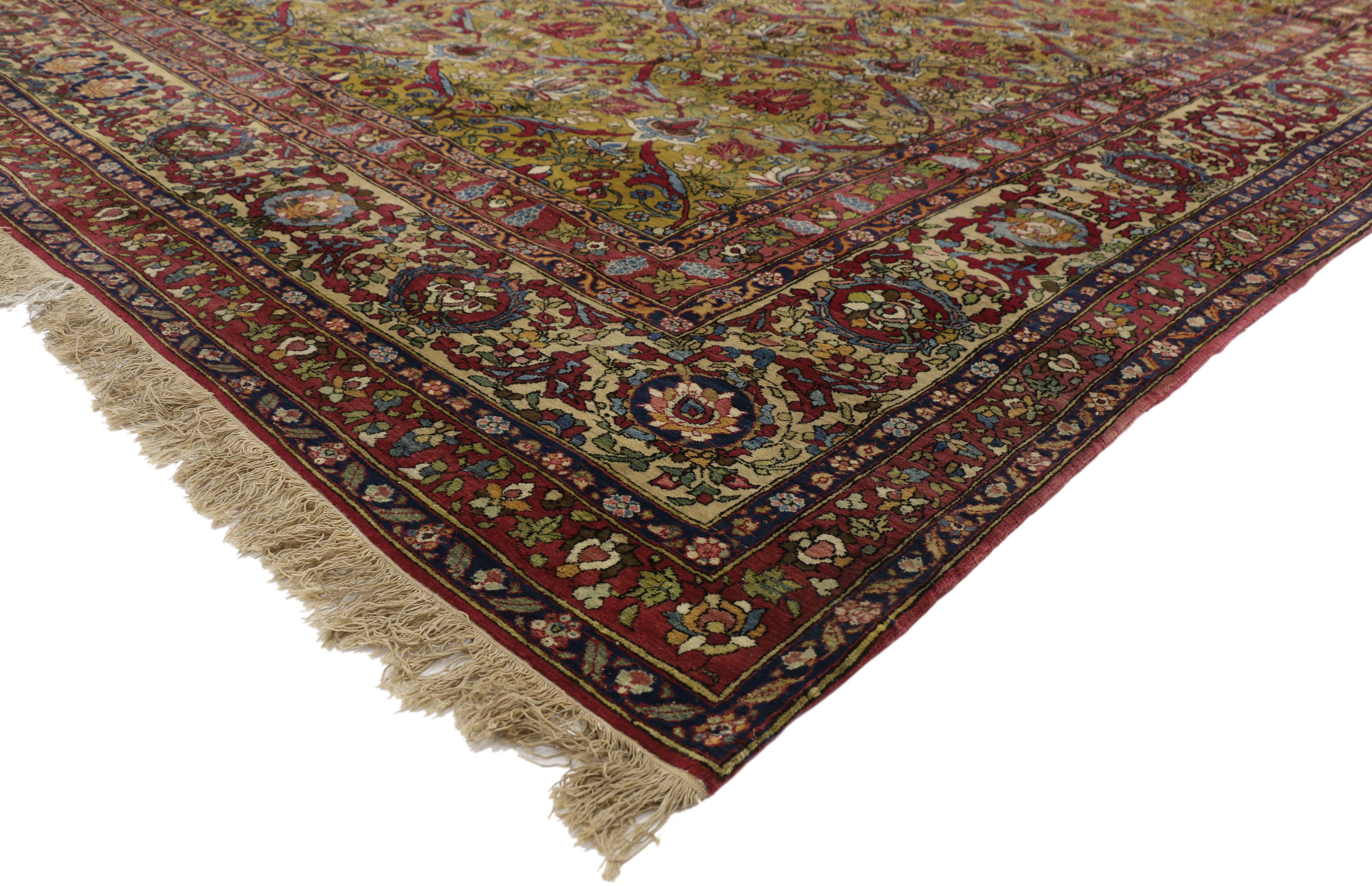Tabriz Antique Persian Isfahan Rug, Old World Charm Meets French Baroque Style For Sale