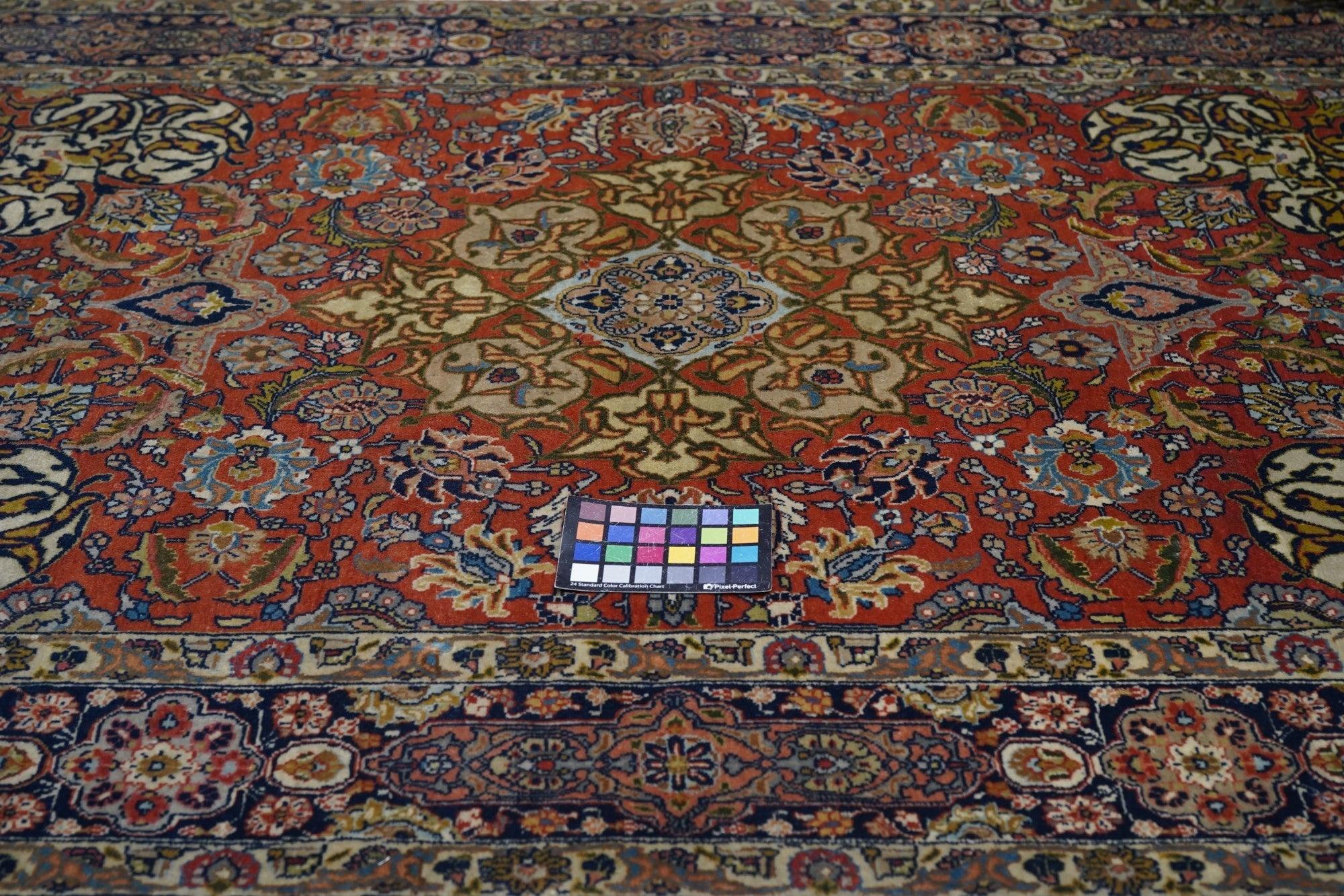 Fina Alfombra Persa Antigua Isfahan 4'6'' x 6'7'' Lana en venta