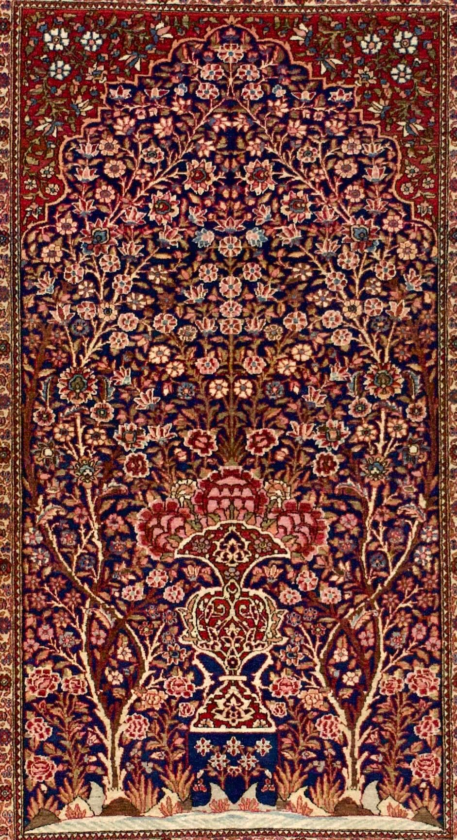 Hand-Knotted Antique Persian Isfahan One of Pair Rug 4'5