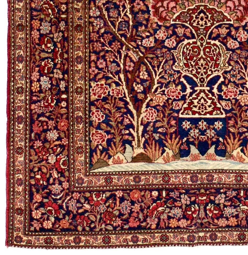 Wool Antique Persian Isfahan One of Pair Rug 4'5