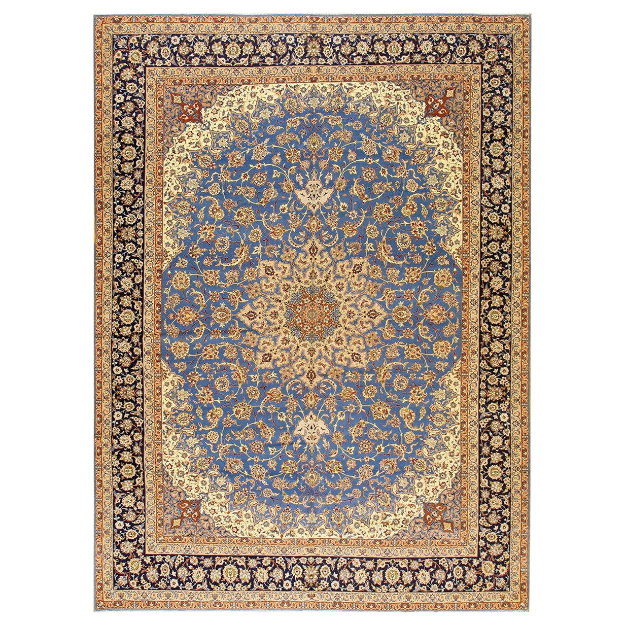 Antiker persischer Isfahan-Teppich 3,66 m x 4,66 m