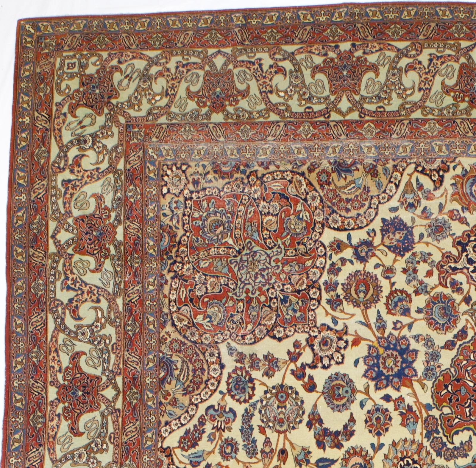 Antiker persischer Isfahan Teppich 10'0