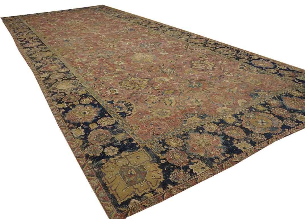 Hand-Knotted Mid 17th Century Safavid Isfahan Carpet ( 10'8