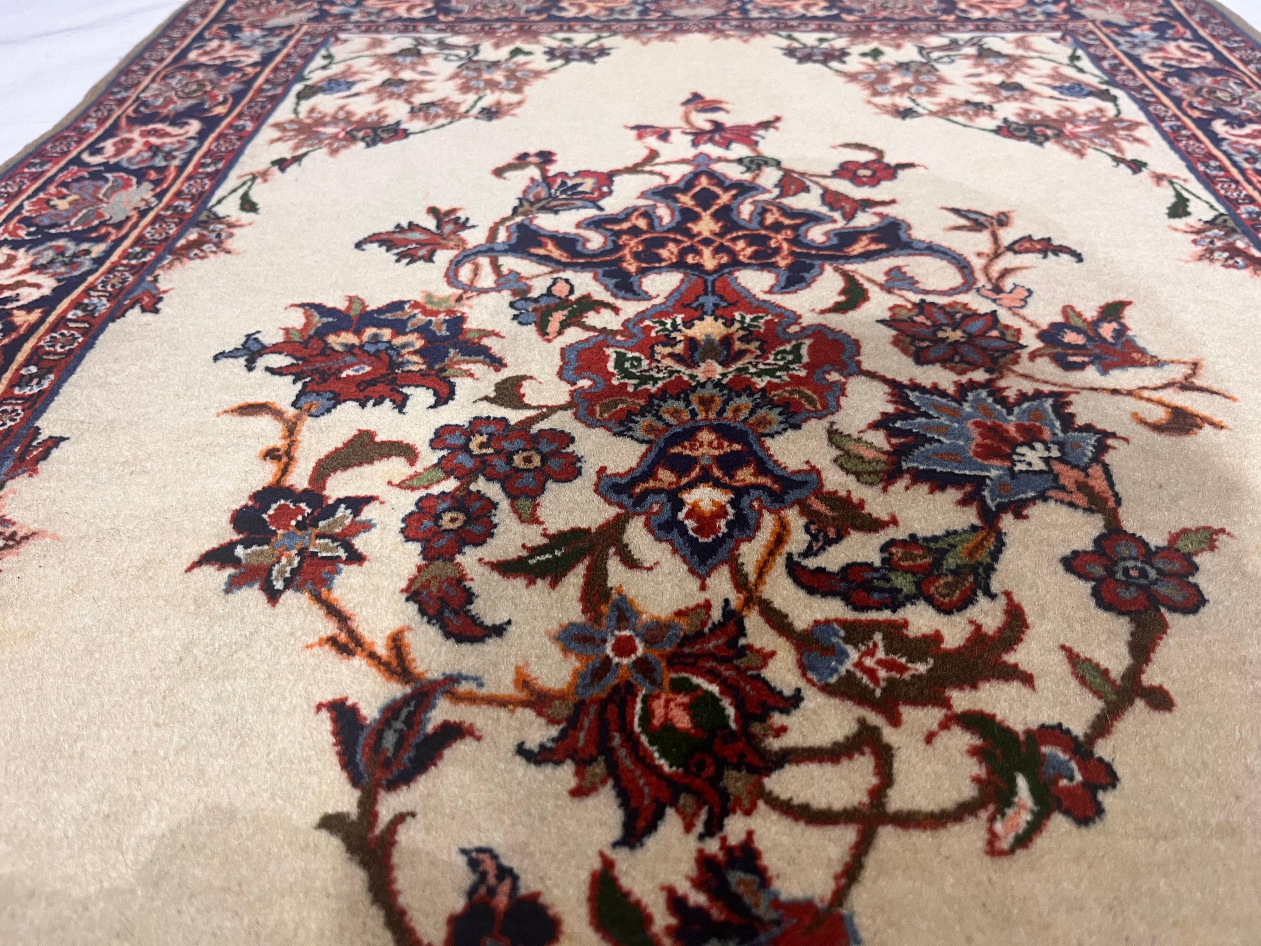 Hand-Knotted Antique Persian Isfahan Rug 2’2” x 2’11” For Sale