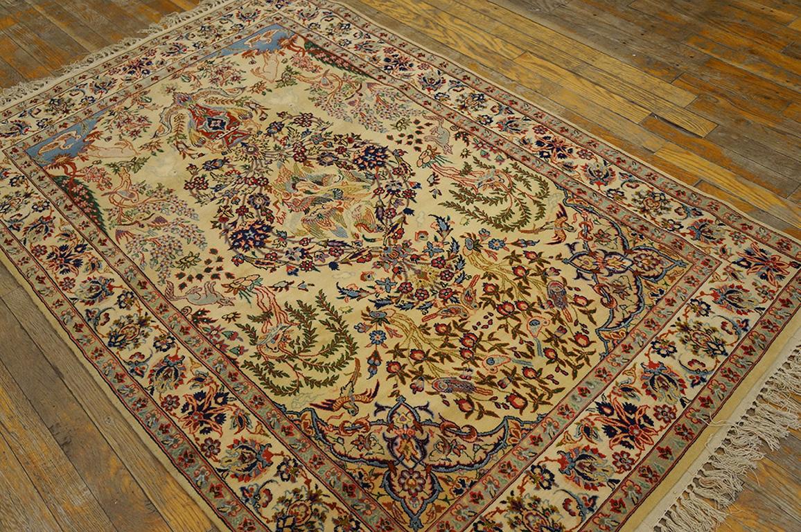 Hand-Knotted Antique Persian Isfahan Rug 3' 6'' x5' 6''  For Sale