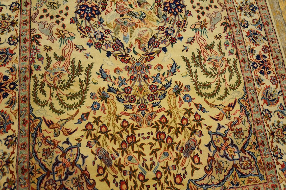 Noué à la main Tapis persan ancien d'Ispahan de style persan 3' 6'' x5' 6'' en vente