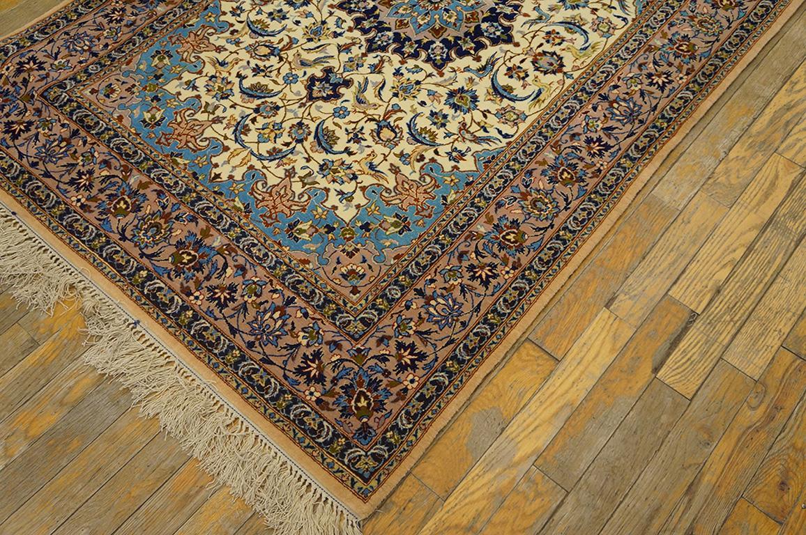 Hand-Knotted Antique Persian Isfahan Rug 3' 7'' x 5' 5''  For Sale