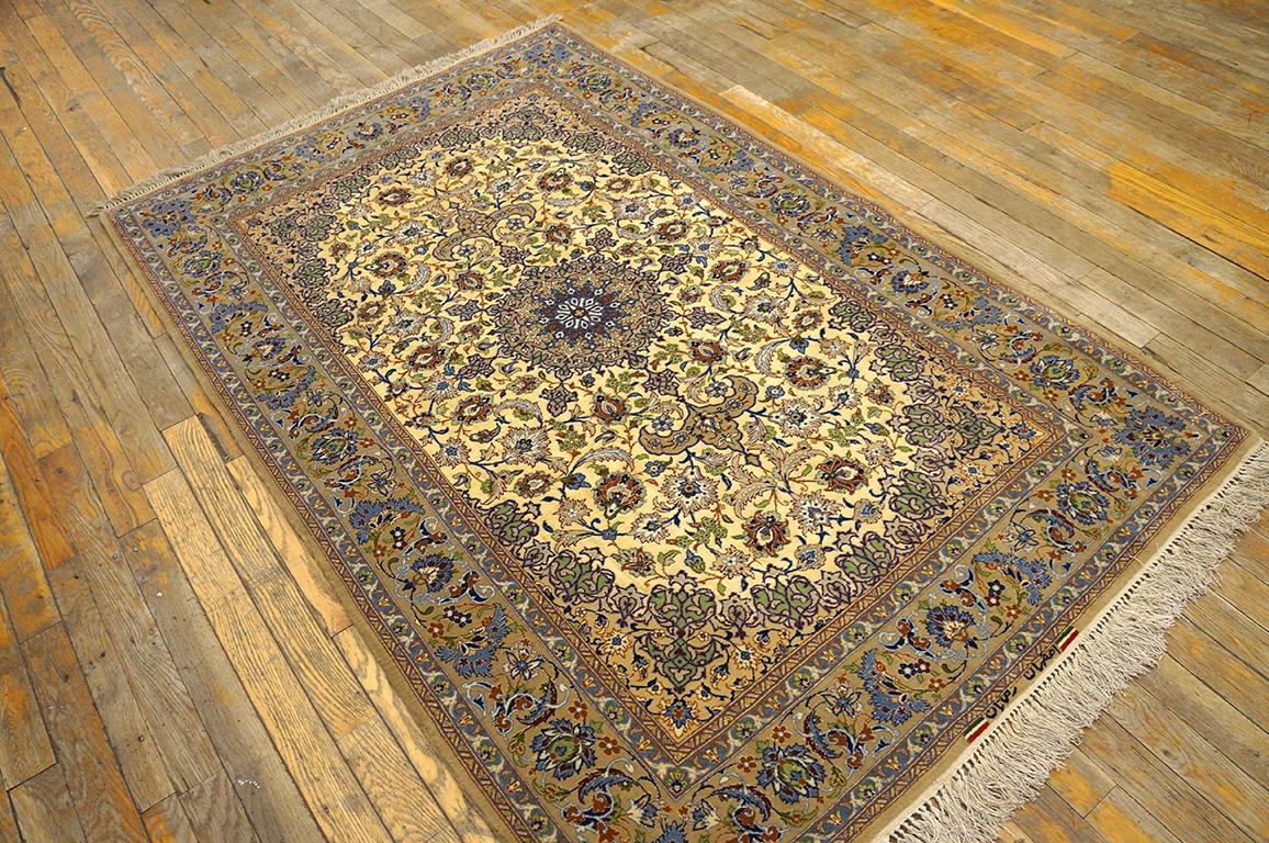 Hand-Knotted Mid 20th Century Persian Isfahan Carpet ( 3' 7