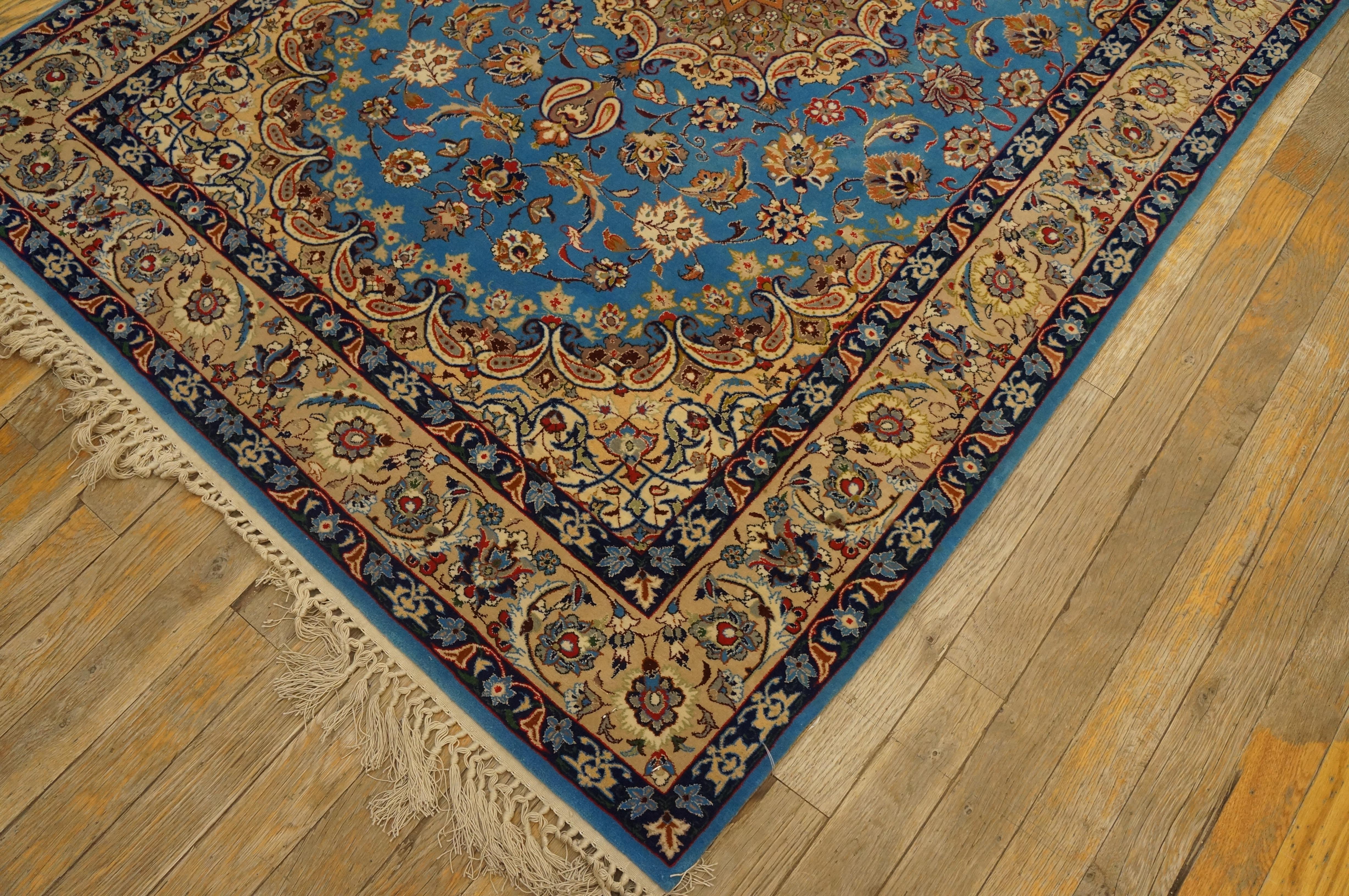 Hand-Knotted Mid 20th Century Isfahan Carpet with Silk Highlights ( 3'6