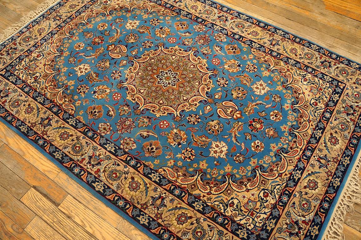 Mid-20th Century Mid 20th Century Isfahan Carpet with Silk Highlights ( 3'6