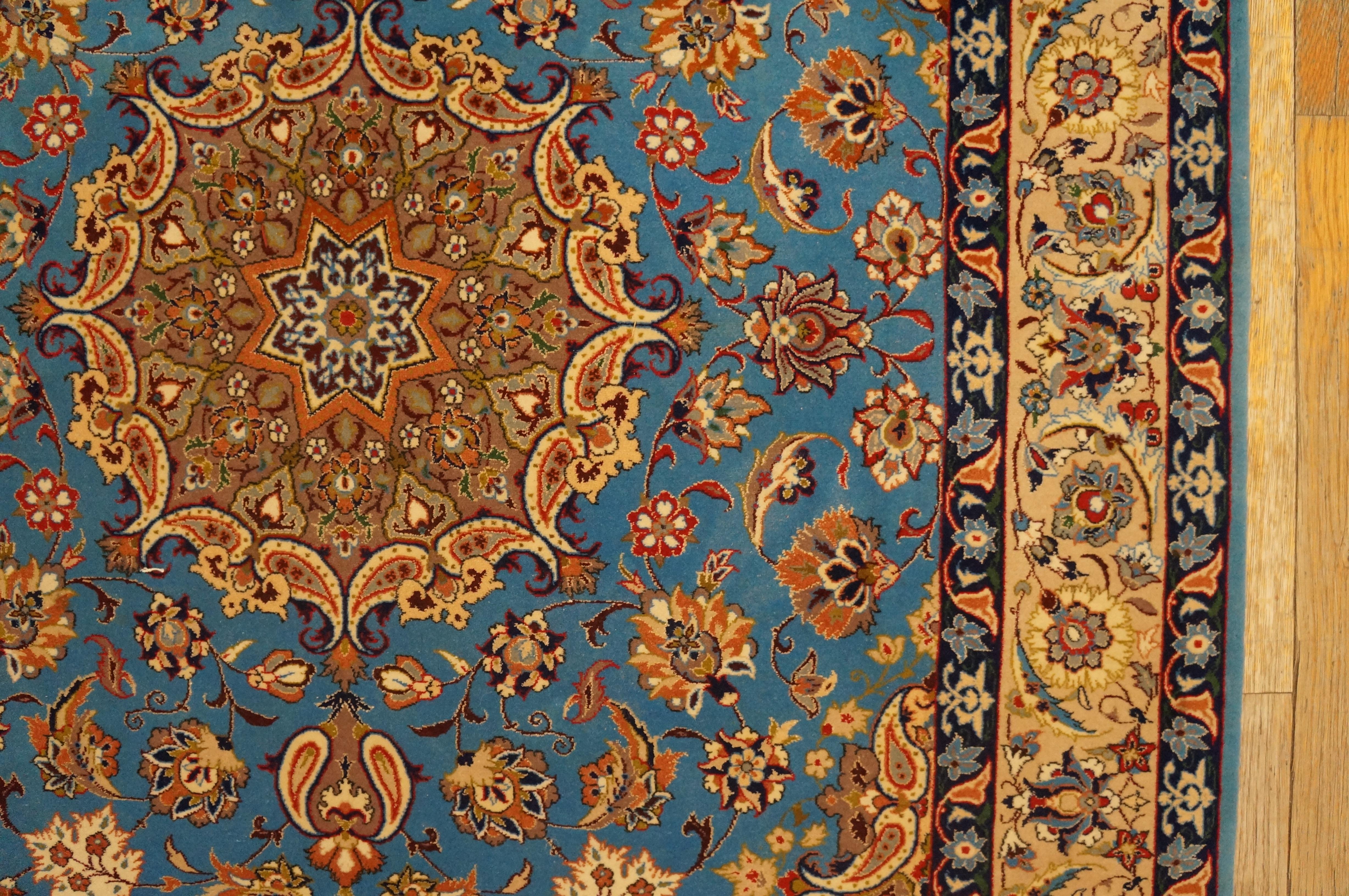 Wool Mid 20th Century Isfahan Carpet with Silk Highlights ( 3'6
