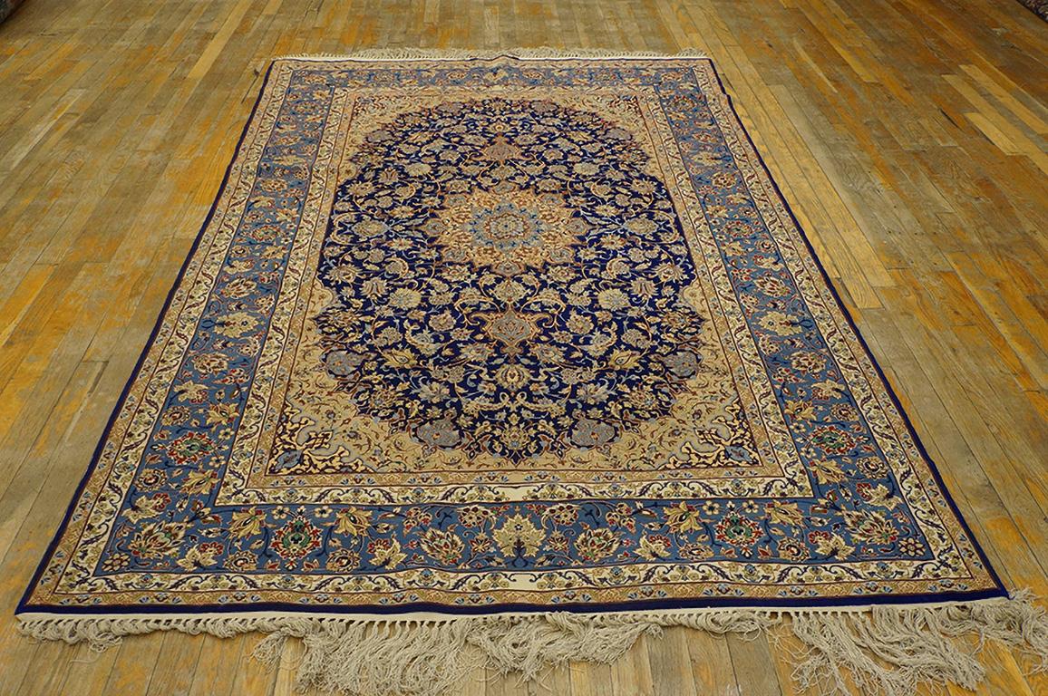 Hand-Knotted Mid 20th Century Persian Isfahan Carpet Signed Abtin (4'10
