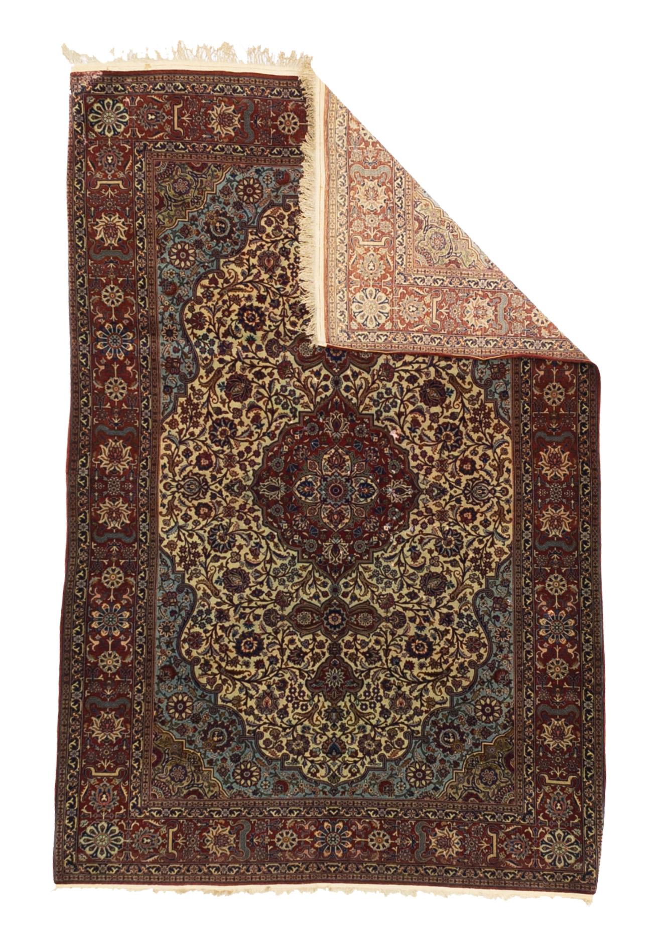 Antiker persischer Isfahan-Teppich 4'4