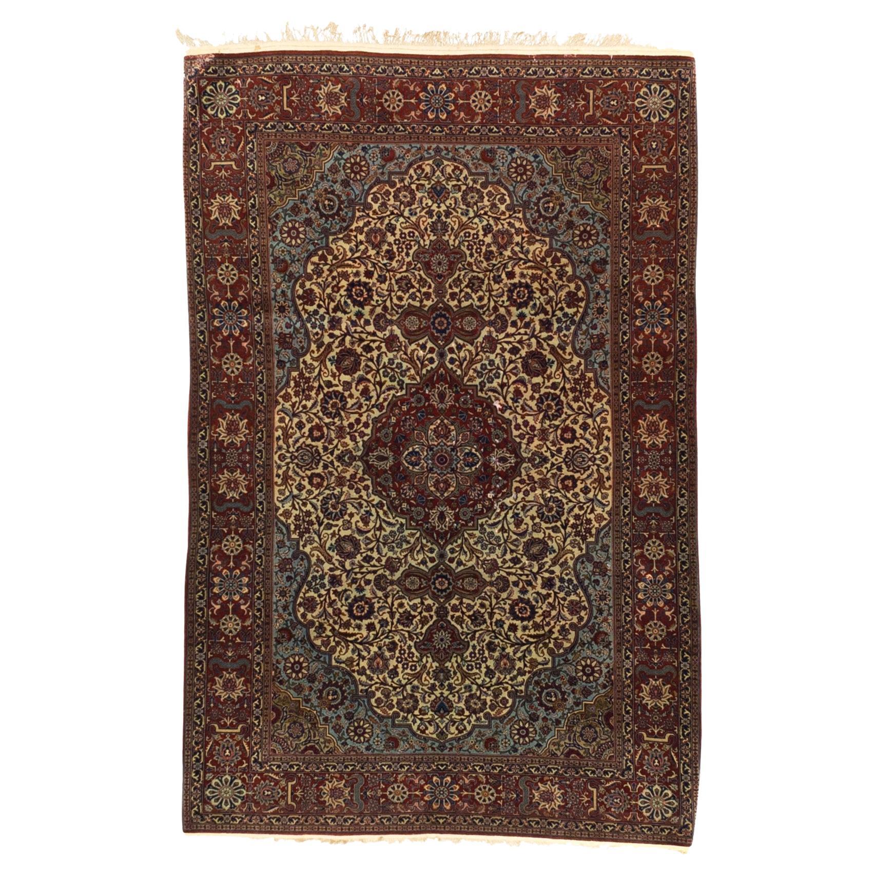 Antique Persian Isfahan Rug 4'4" x 6’6"