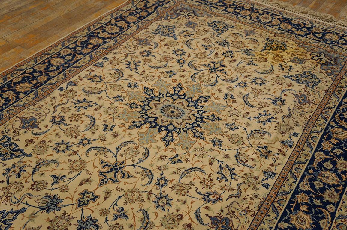 Hand-Knotted Antique Persian Isfahan Rug 5' 1