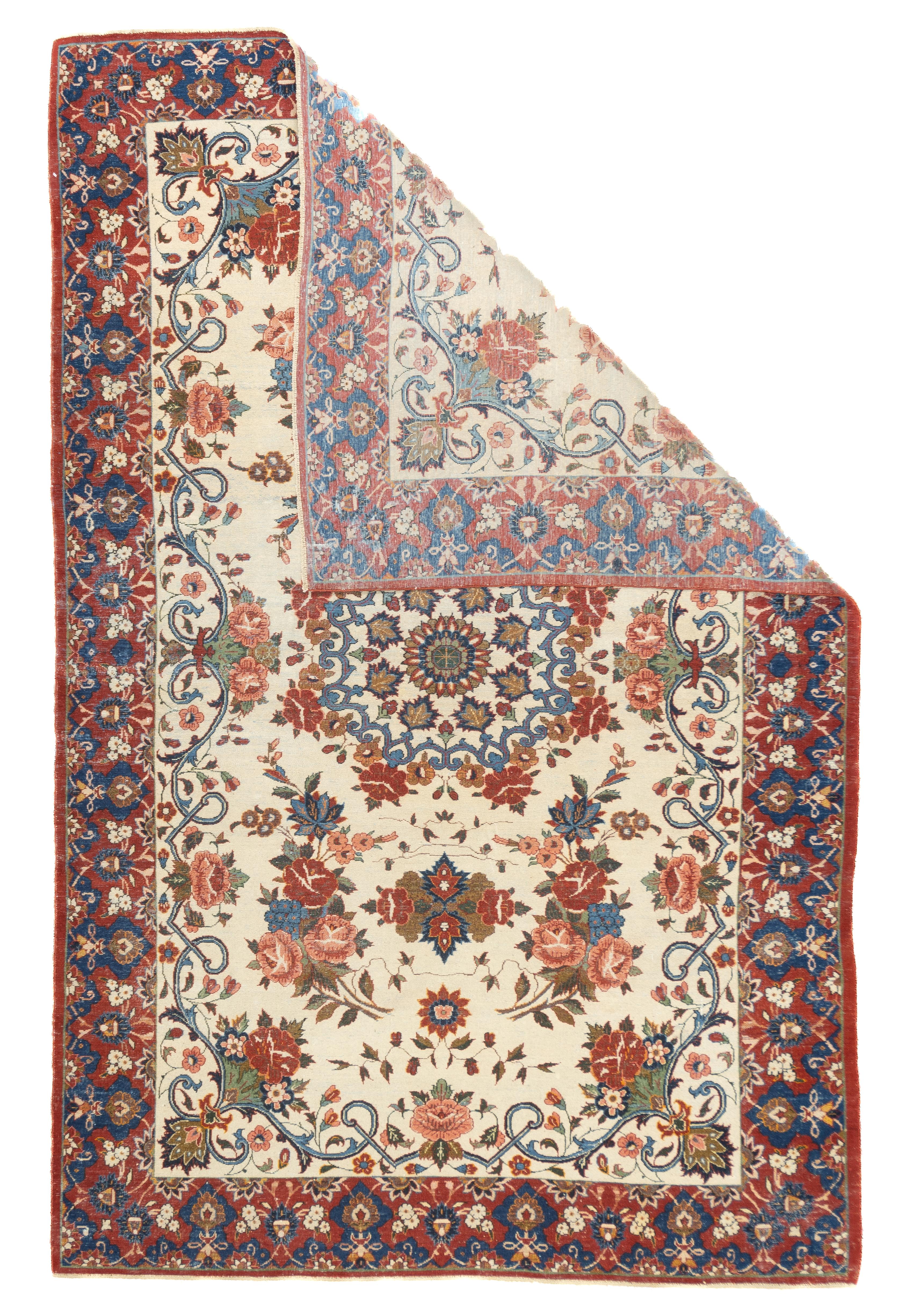 Antiker persischer Isfahan-Teppich 5'0