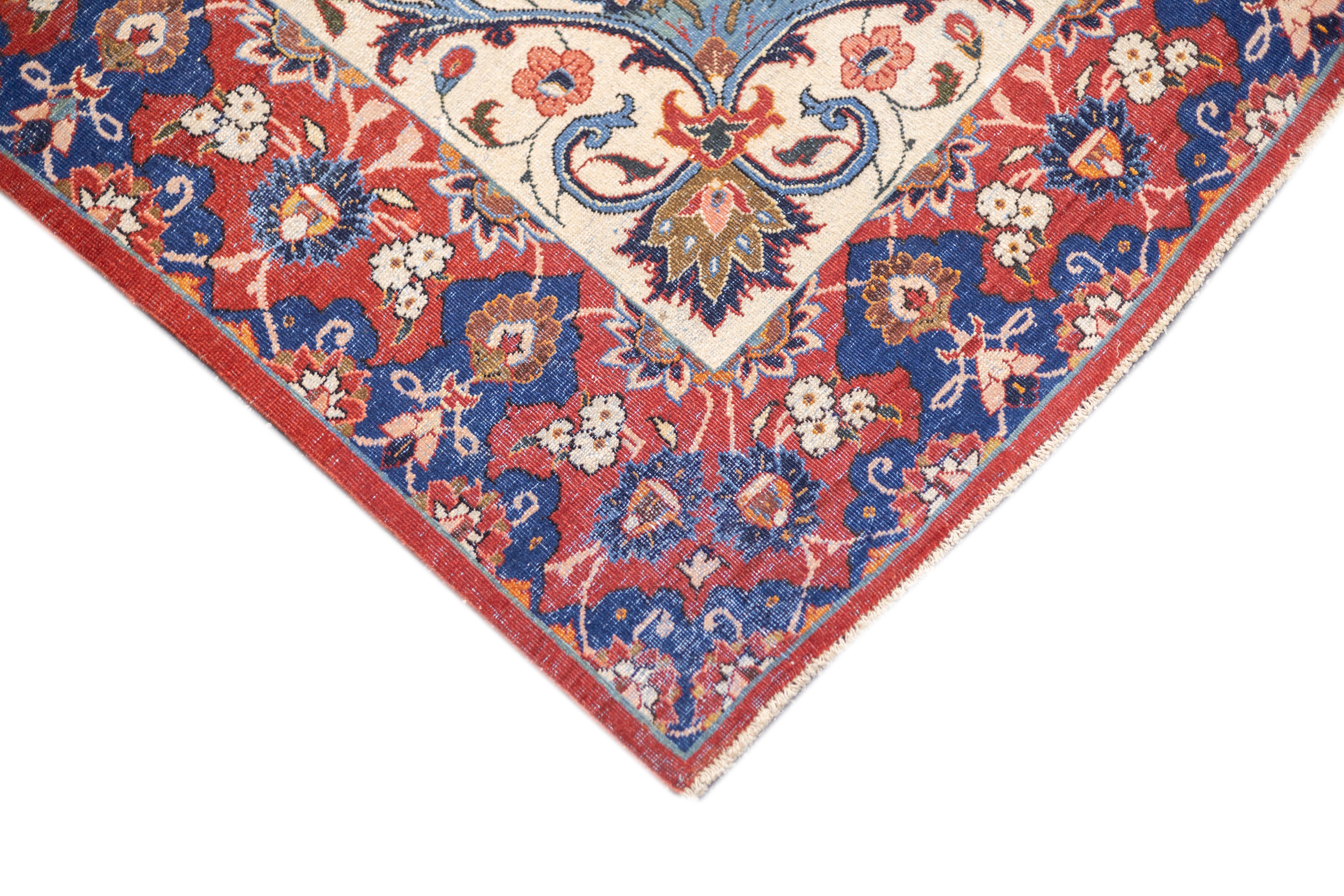 Antiker persischer Isfahan-Teppich 5'0