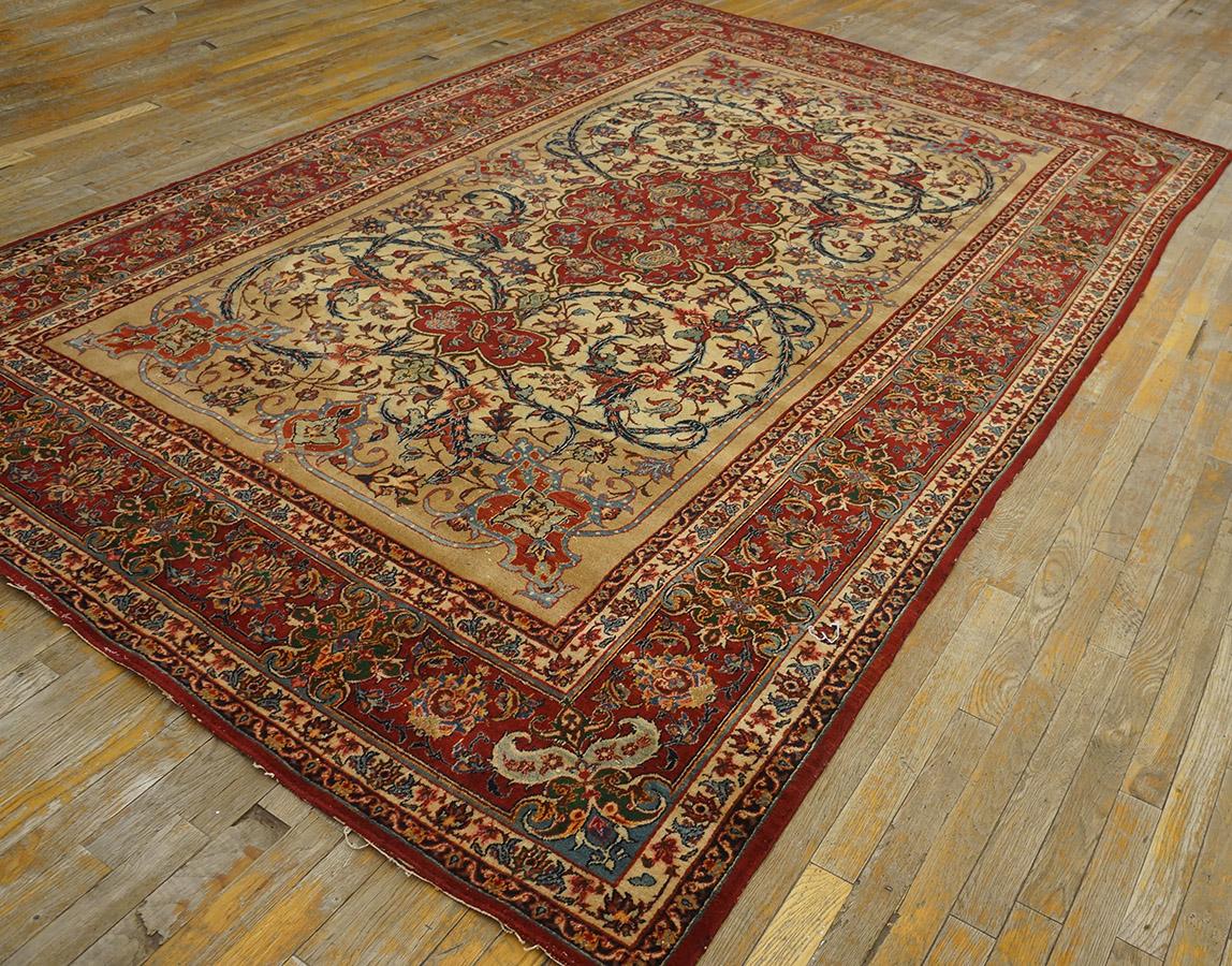 Wool 1930s Persian Isfahan Carpet ( 6'7'' x 10'4'' - 200 x 315 ) For Sale
