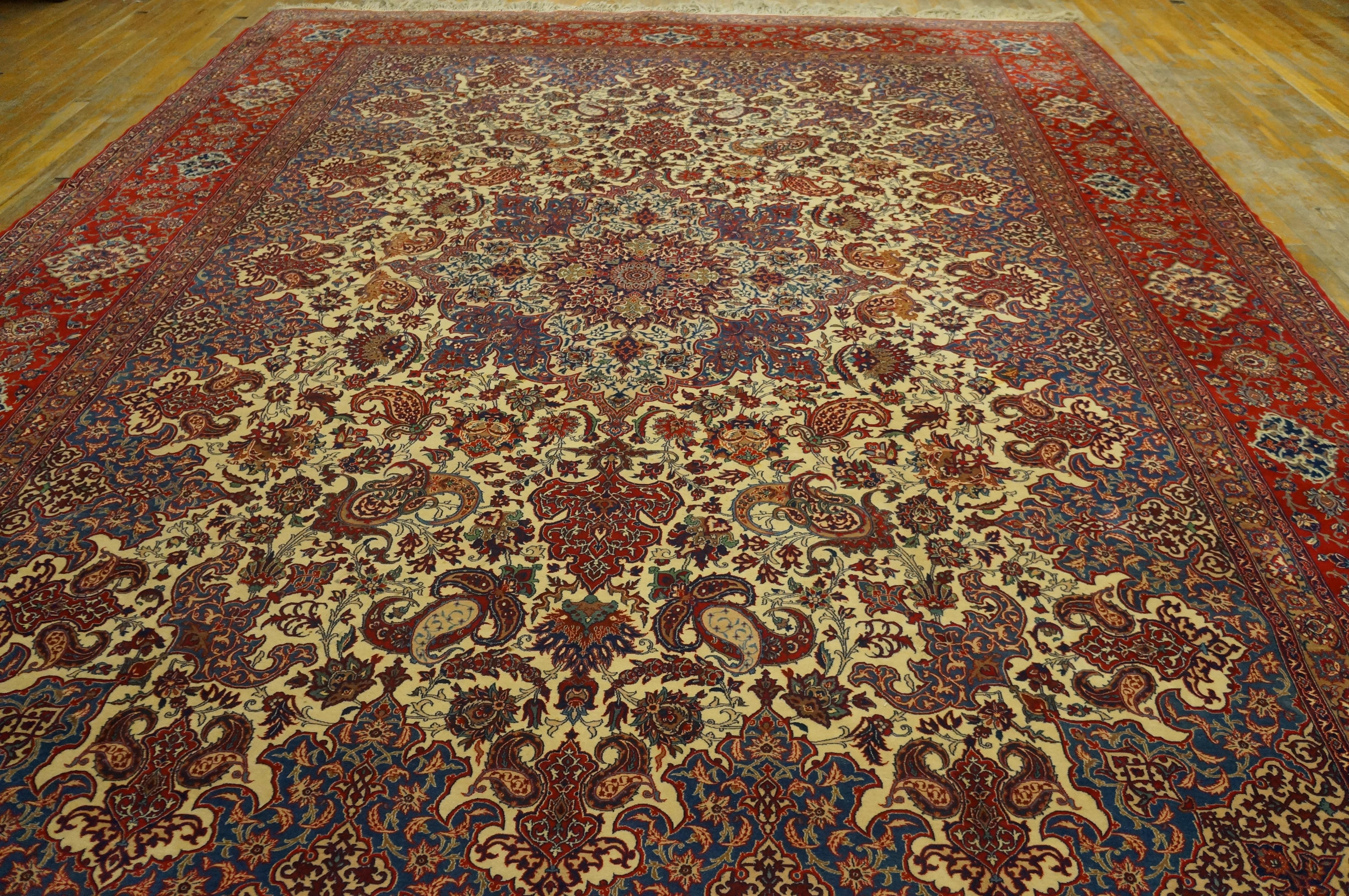 Wool Antique Persian Isfahan Rug For Sale