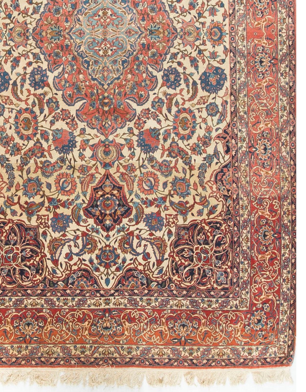 Hand-Knotted Antique Persian Isfahan Rug, circa 1900 For Sale