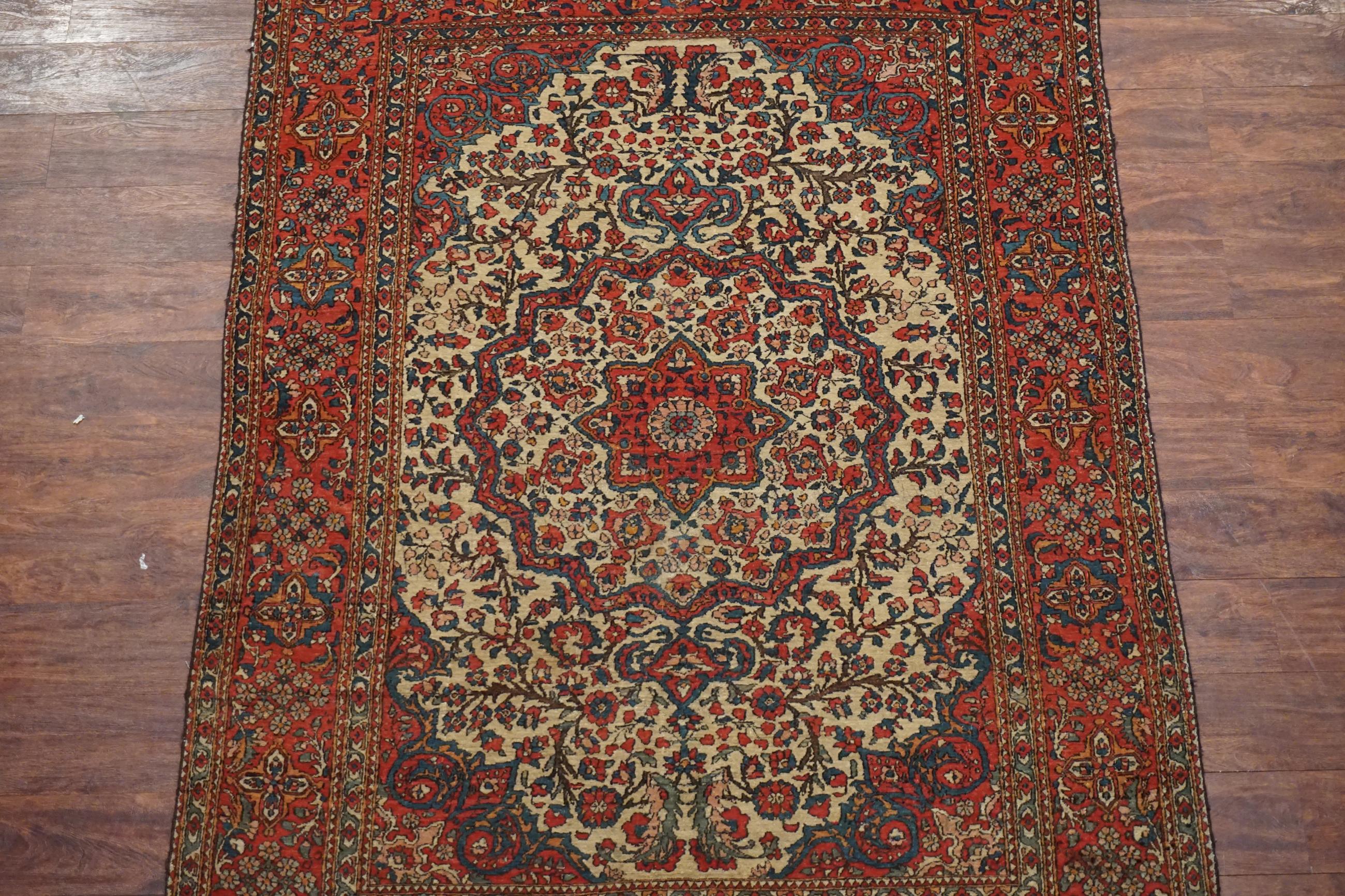 Hand-Knotted Antique Persian Isfahan Rug For Sale