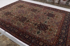 Antique Persian Isfahan Rug in Red, Beige, and Blue with Floral Patterns