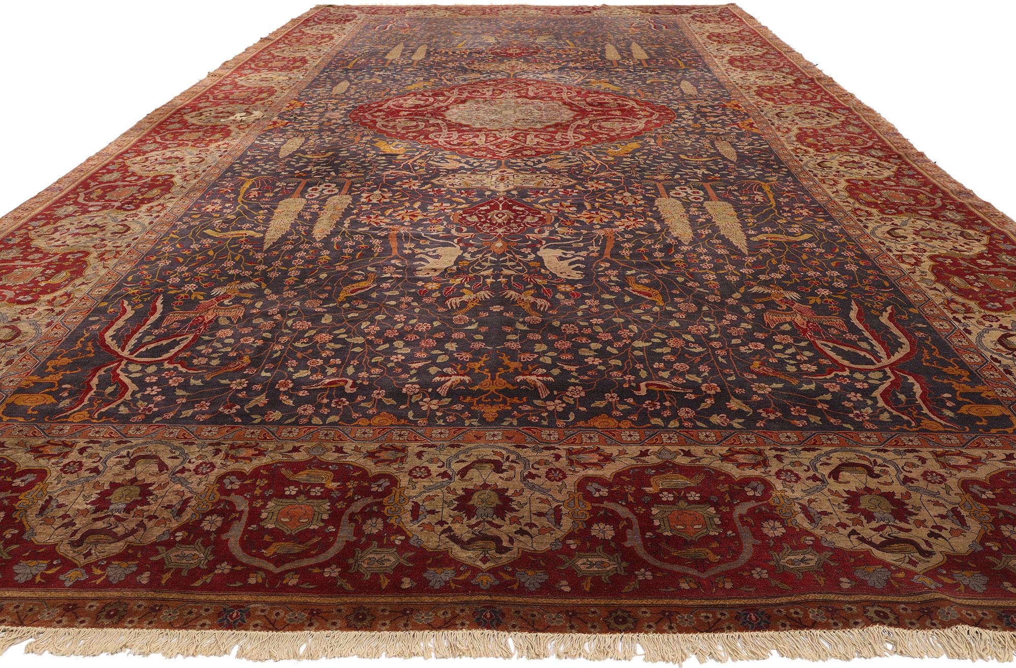 Islamic Antique Persian Isfahan Rug, Schwarzenberg Paradise Park Safavid Carpet For Sale