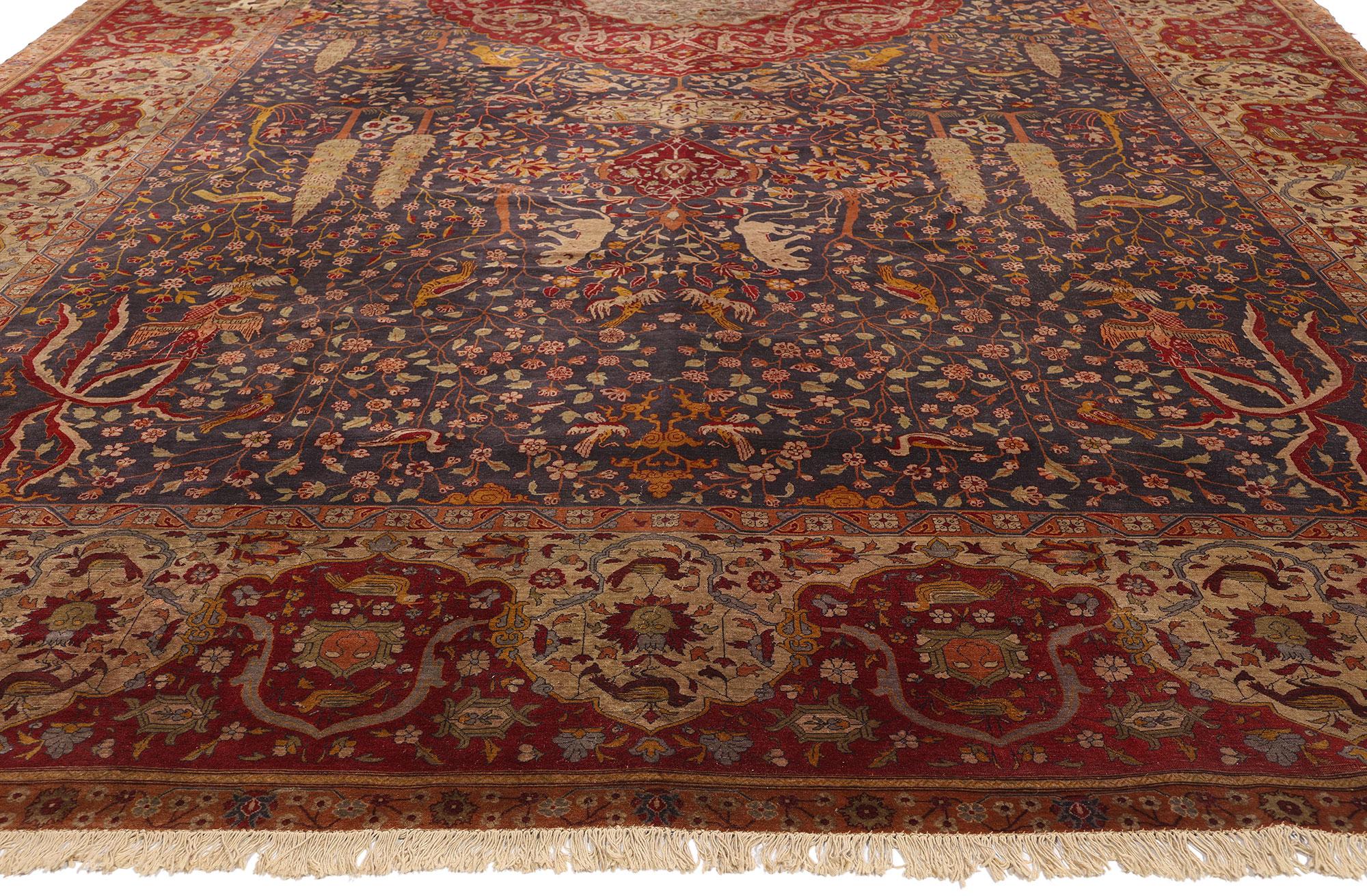 Hand-Knotted Antique Persian Isfahan Rug, Schwarzenberg Paradise Park Safavid Carpet For Sale