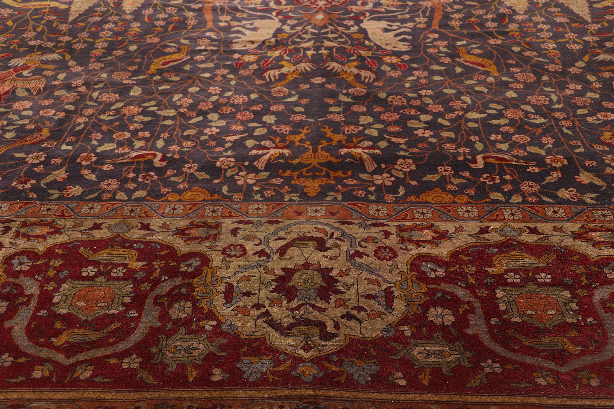 Antique Persian Isfahan Rug, Schwarzenberg Paradise Park Safavid Carpet In Good Condition For Sale In Dallas, TX