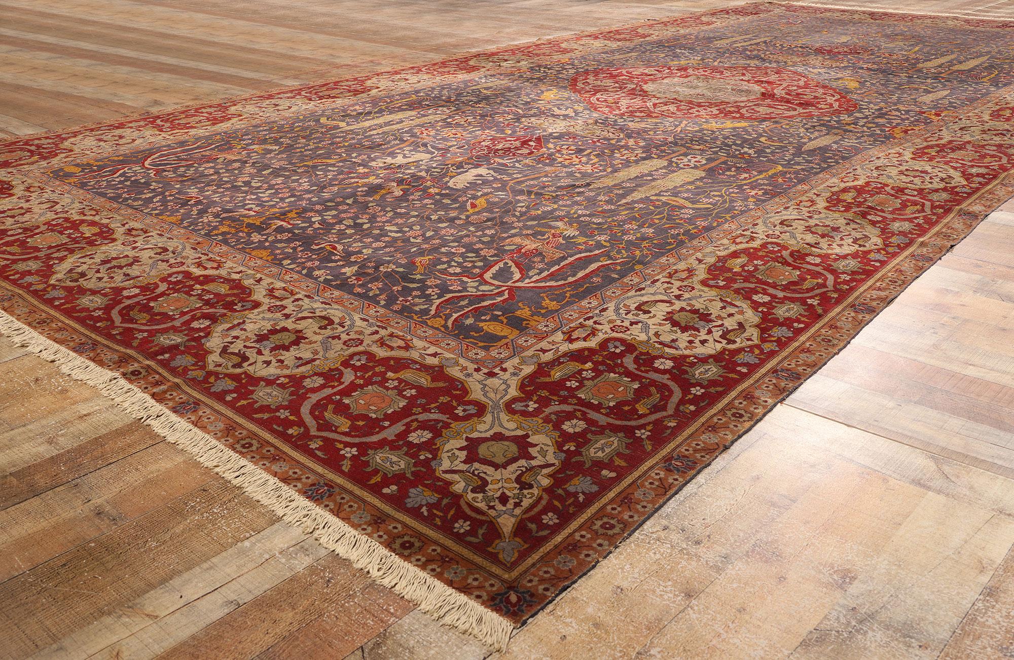 Wool Antique Persian Isfahan Rug, Schwarzenberg Paradise Park Safavid Carpet For Sale