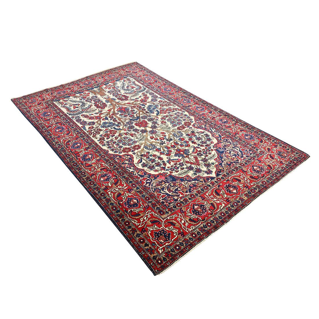 Alfombra Persa Antigua Isfahan - Tamaño: 7ft 1in x 4ft 7in Anudado a mano en venta