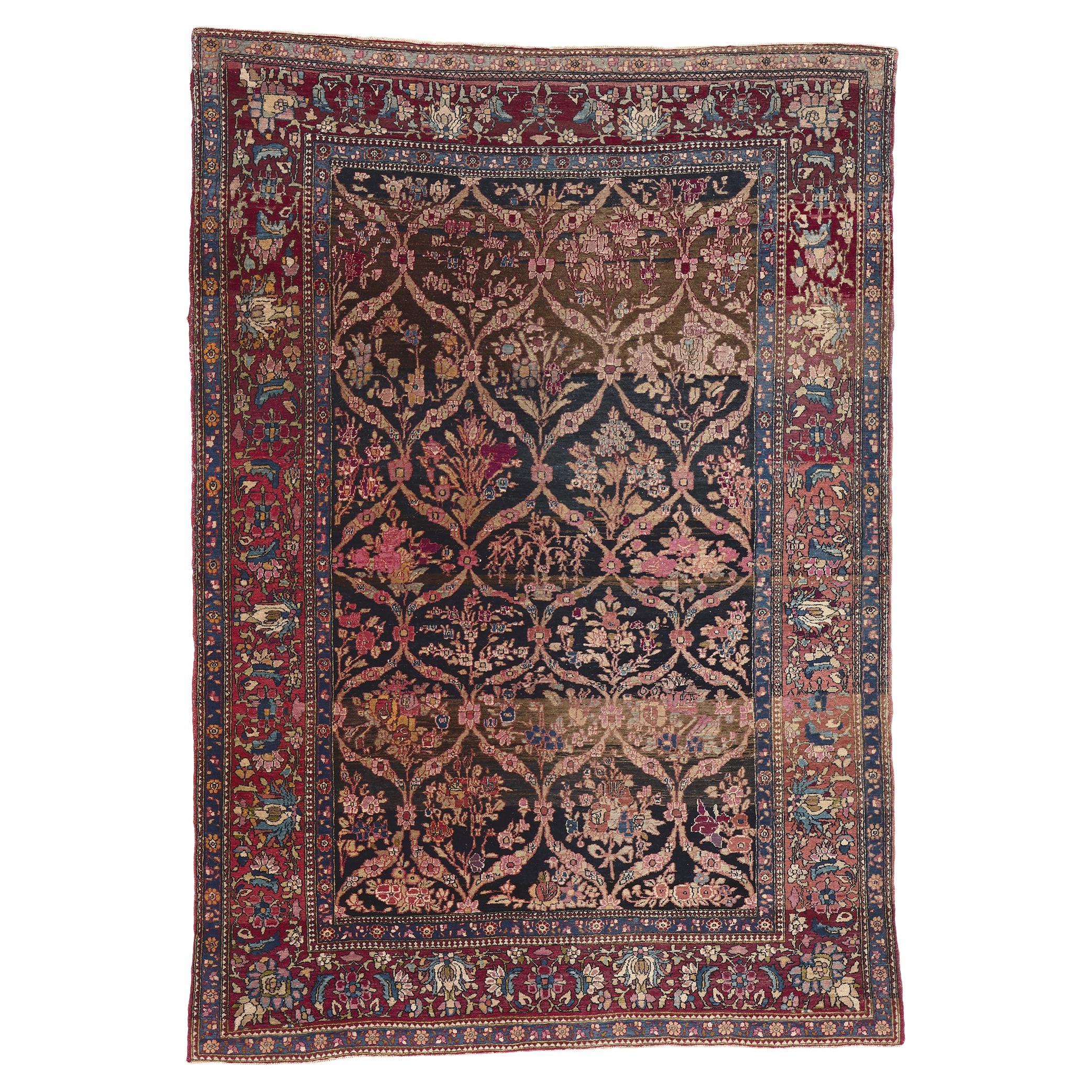 Antique Persian Isfahan Rug, Stately Decadence Meets Old World Charm