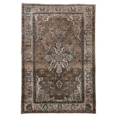 Antique Persian Isfahan Rug with Refined Medallion Design in Soft Browns 
Blues