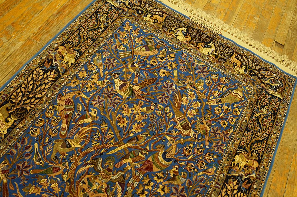 Mid-20th Century Mid 20th Century Persian Isfahan Silk Carpet ( 3' 2