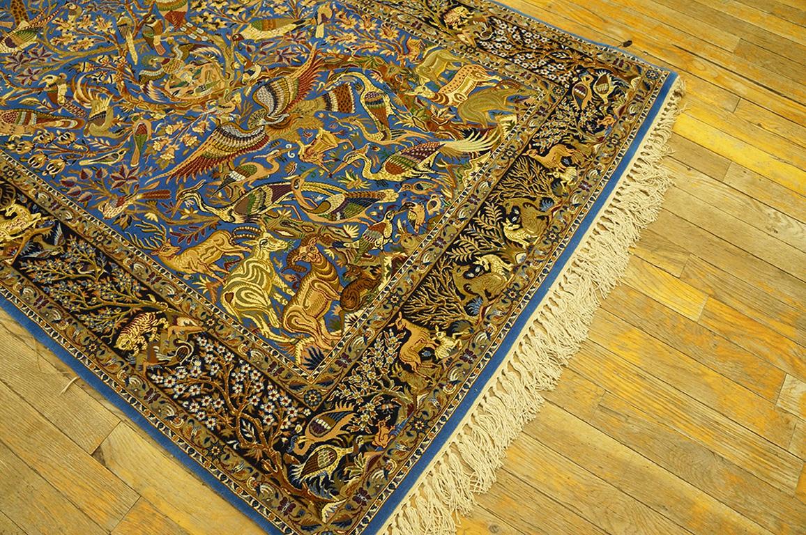 Mid 20th Century Persian Isfahan Silk Carpet ( 3' 2