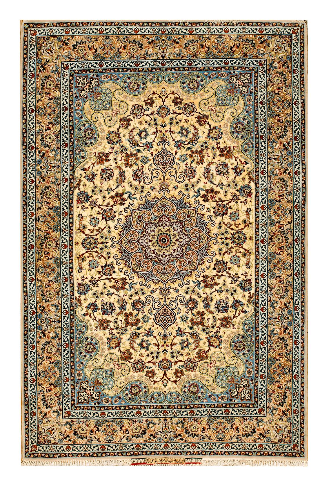 Persischer Isfahan-Teppich von „Sarraf Mamoury“ aus der Mitte des 20. Jahrhunderts (5' x 8'153 x 243) im Angebot