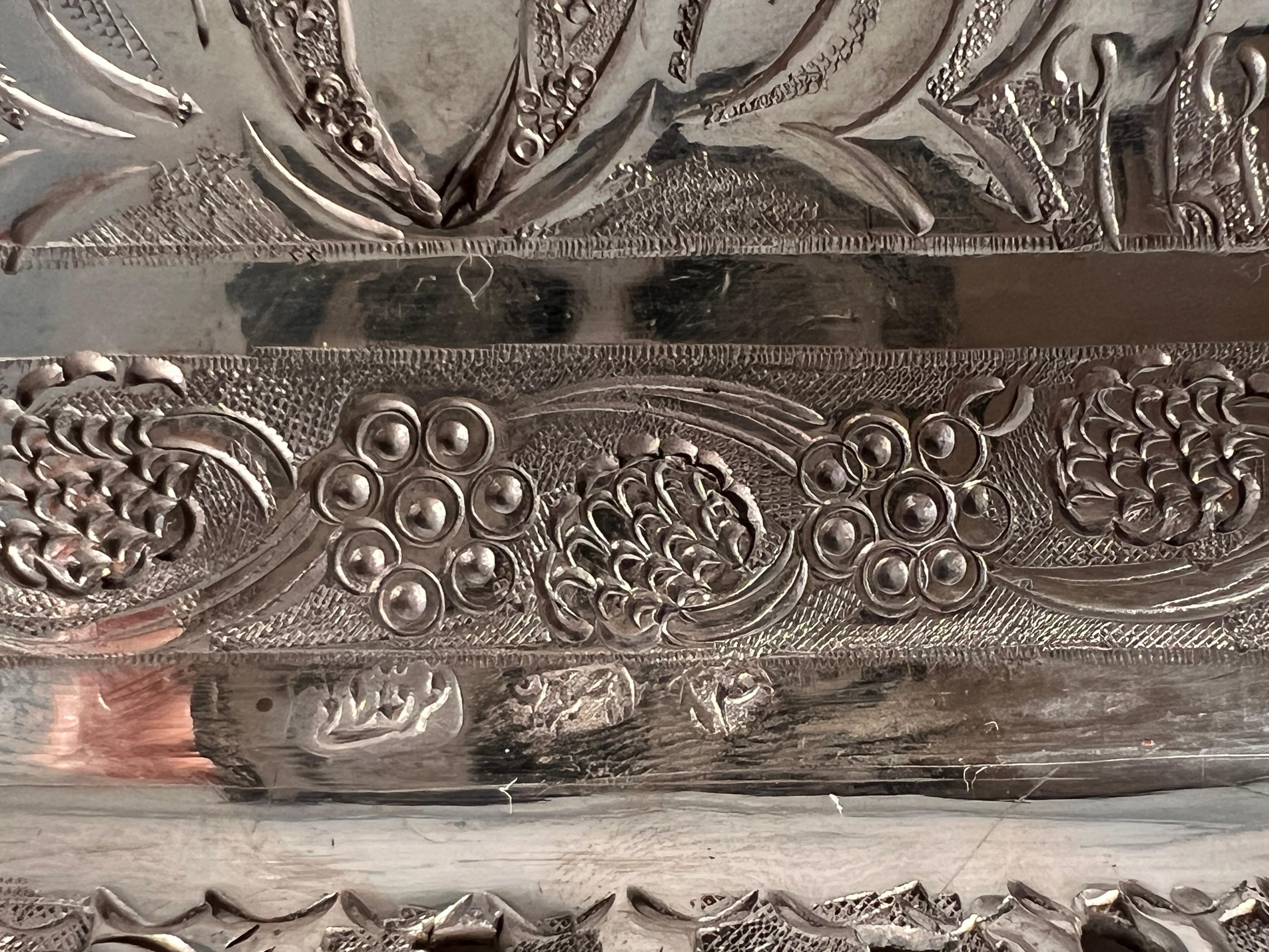 Persian Isfahan Solid Silver Tray  For Sale 1