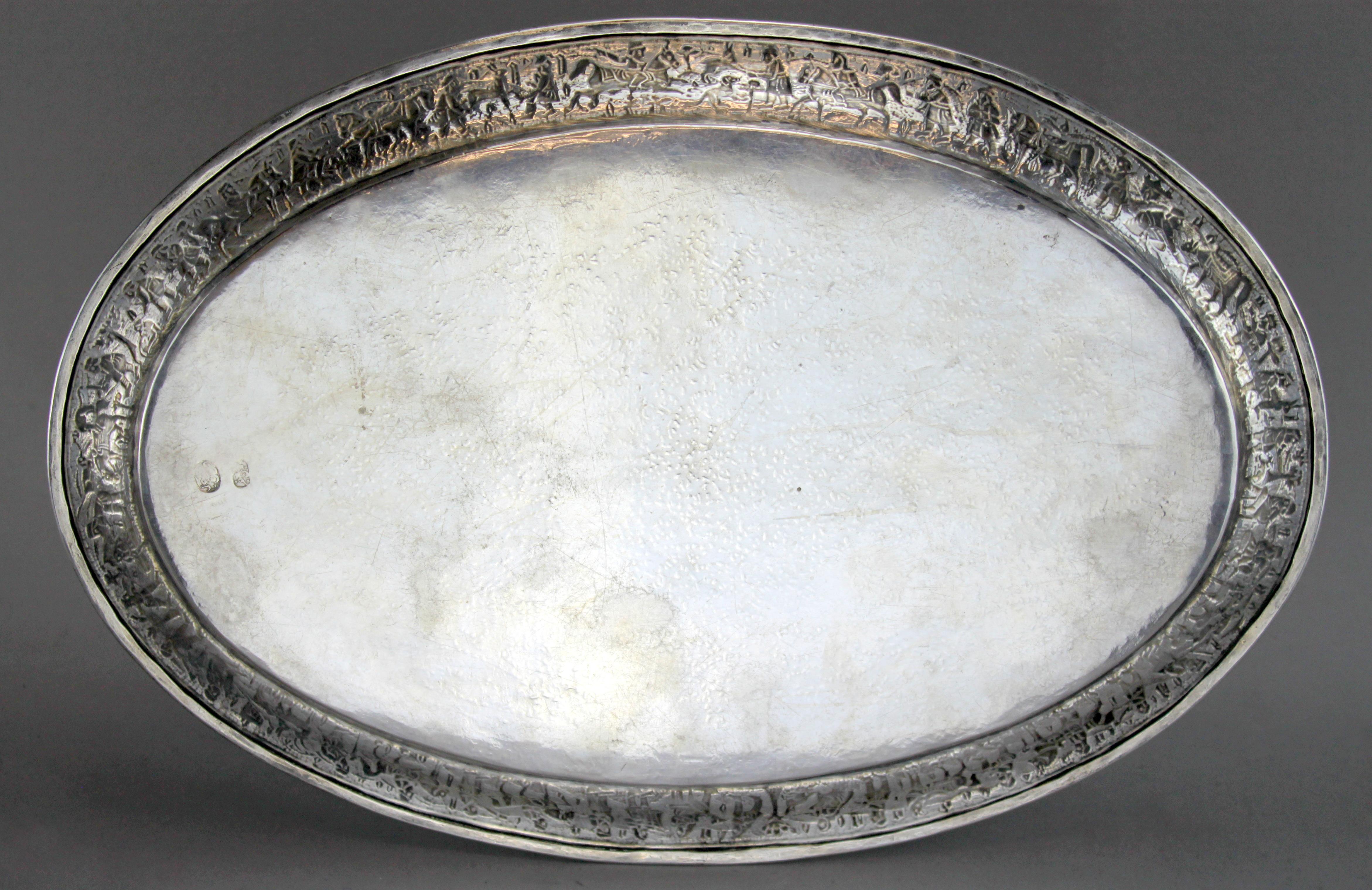 Asian Antique Persian / Islamic Silver Tray, 19th Century