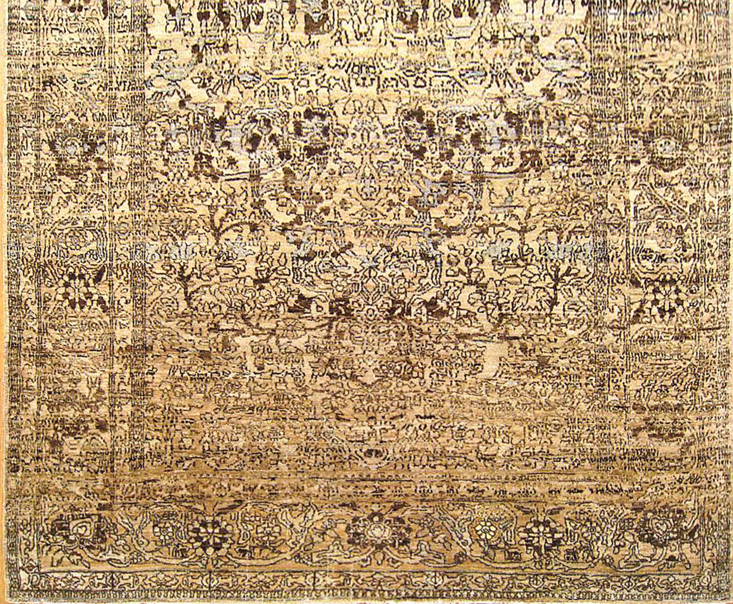 Hand-Knotted Antique Persian Isphahan Oriental Rug, in Small Size, W/ Floral Elements For Sale