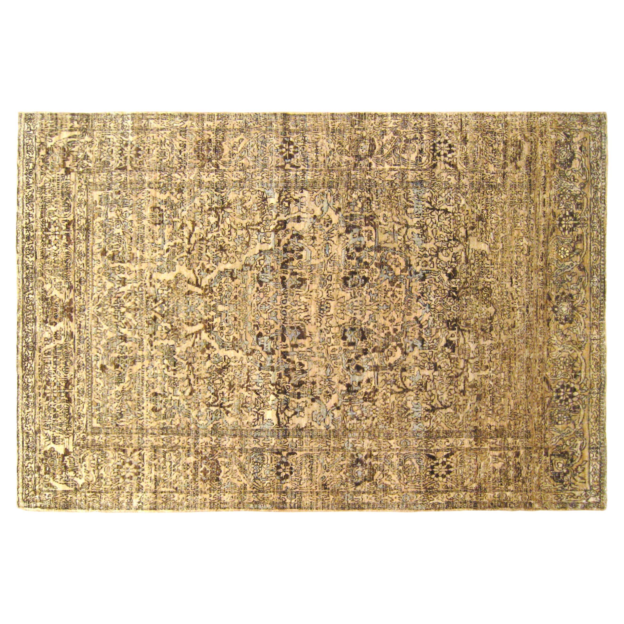 Antiker persischer Isphahan- orientalischer Teppich, in kleiner Größe, mit Blumenelementen