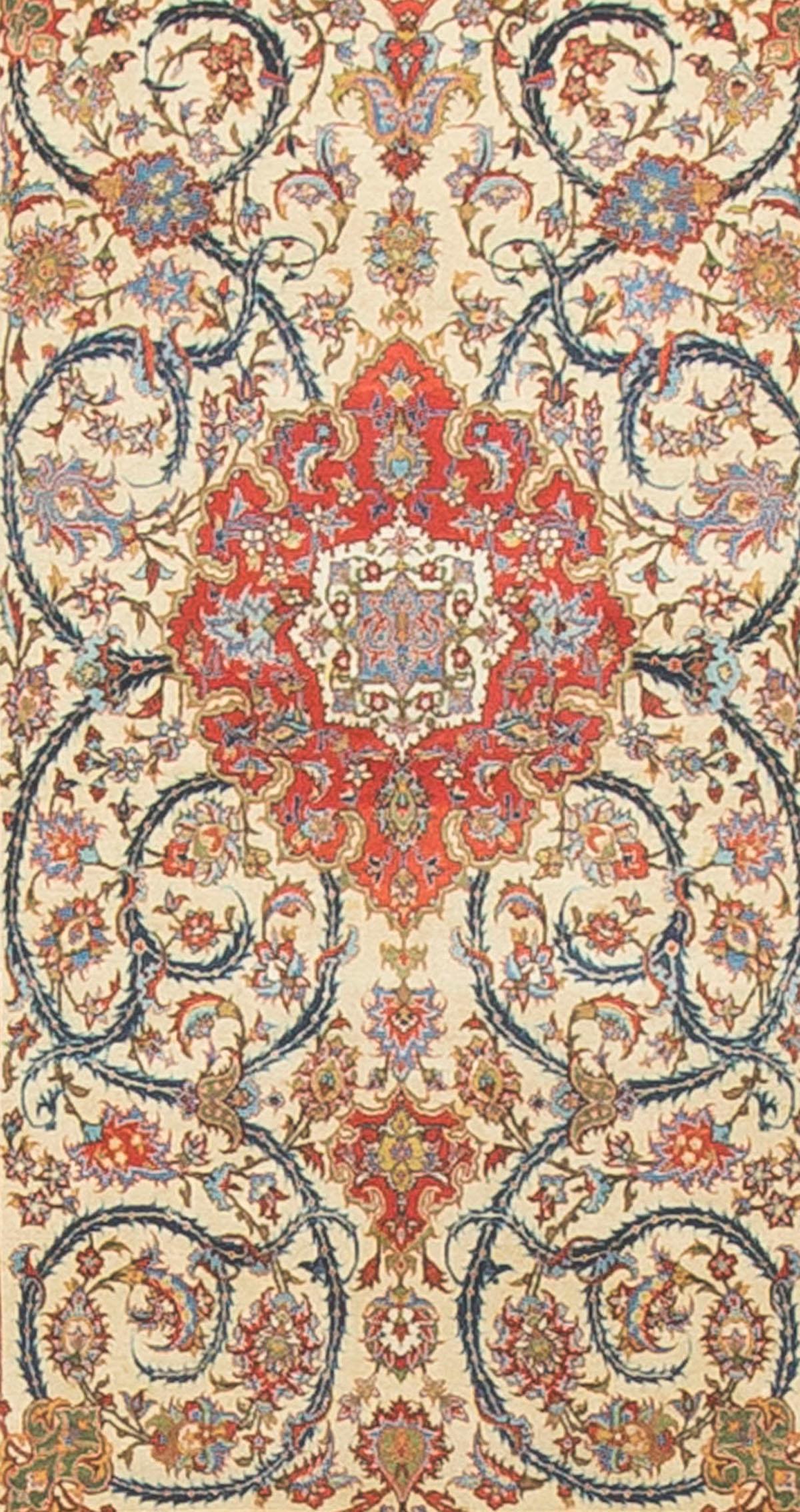 Hand-Woven Antique Persian Isphahan Rug For Sale