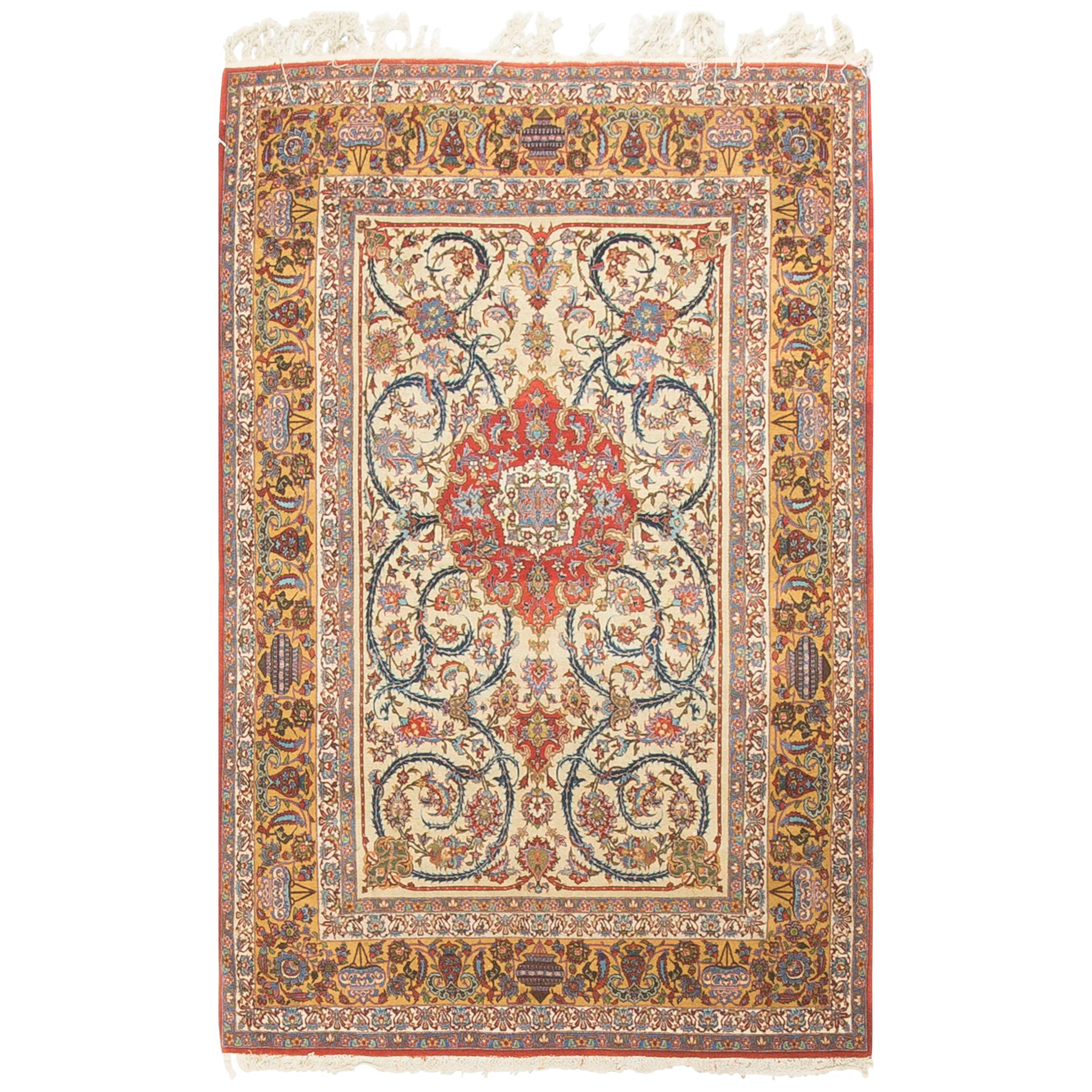 Antique Persian Isphahan Rug For Sale