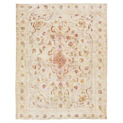 Antiker persischer elfenbeinfarbener Kerman-Teppich