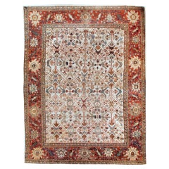 Antique Persian Ivory Mahal Area Rug 8'10x12'2