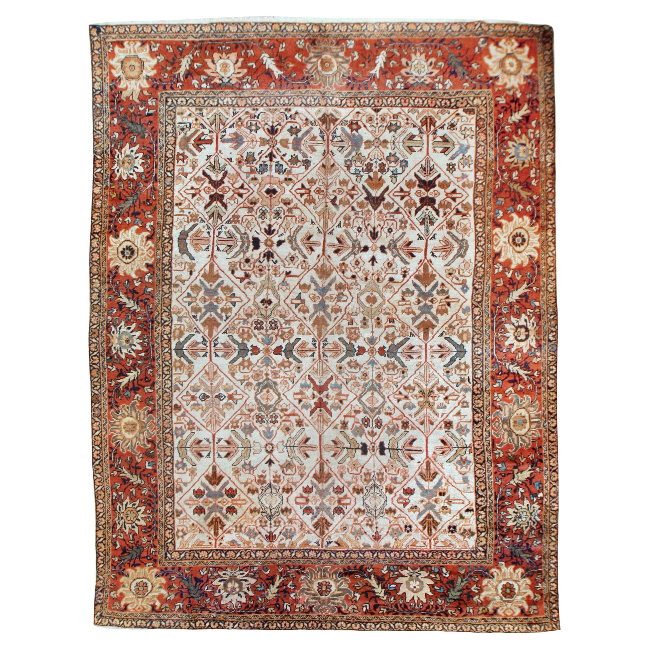 Antike persische Elfenbein Mahal Bereich Teppich 8
10 x 12
2