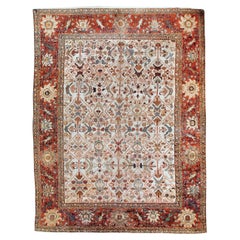 Antique Persian Ivory Mahal Area Rug 8'10 x 12'2