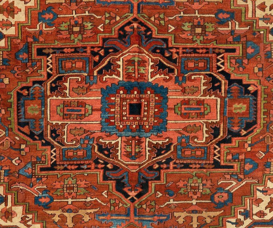 Heriz rugs are one of the most famous rugs from Iran, because of their very unique and distinguishable style. Heriz is a city located in northwestern Iran, near the city of Tabriz, which is a major rug-weaving center in Iran. Most often, Heriz rugs