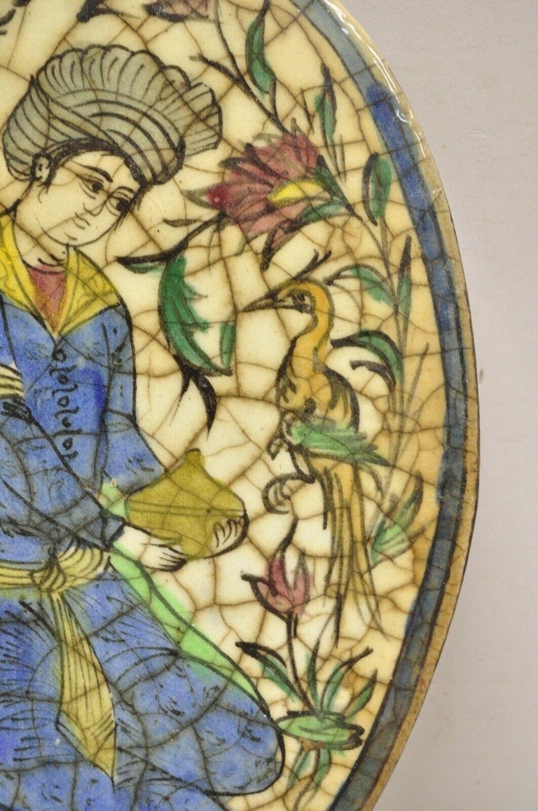 Antike Möbel Kaufen In Der Nähe Antike persische Iznik Qajar-Keramik-Keramik, ovale Kachel, blaue
